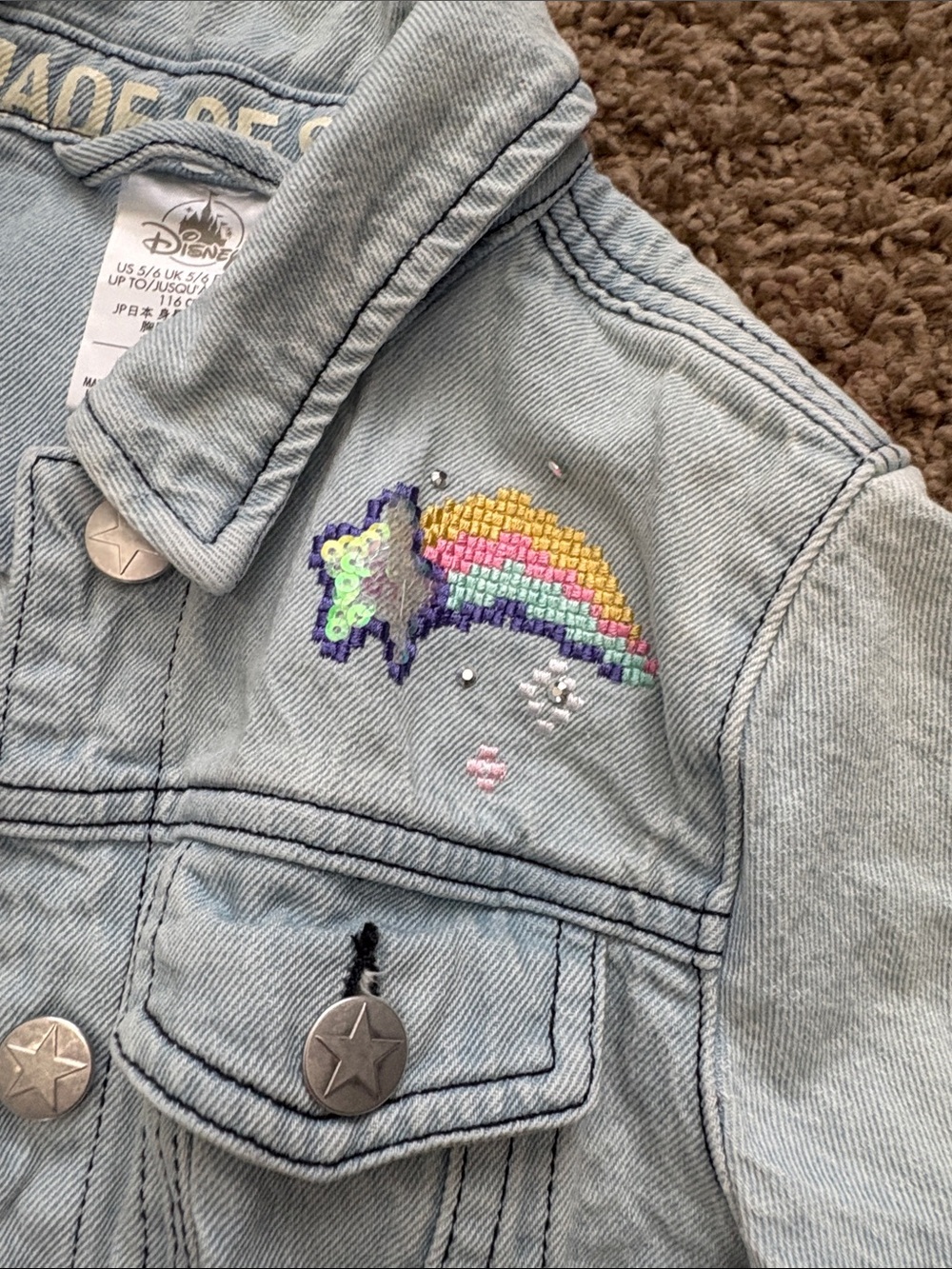 Disney Light Blue Denim Jacket with Rainbow & Pink Minnie Patches - Picture 5 of 7